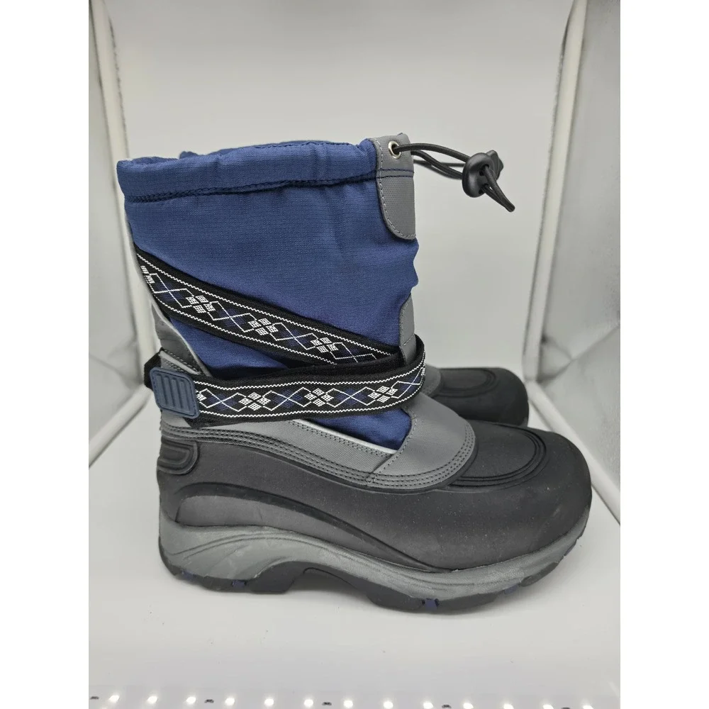 Lands End Womens Navy Blue Grey Snow Boots Winter Waterproof Size 7B Gorpcore